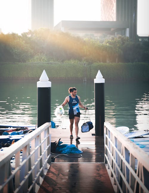 Sportsman on Pier on River