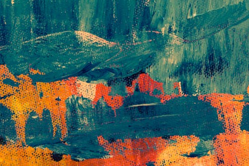 Teal and Orange Abstract Painting