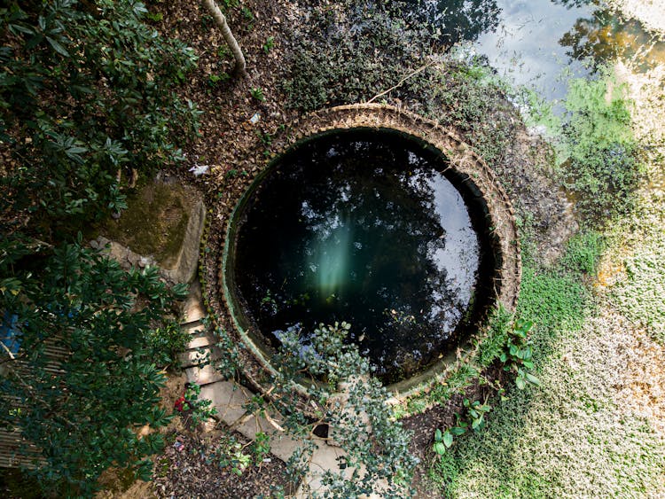 Birds Eye View Of Well With Water