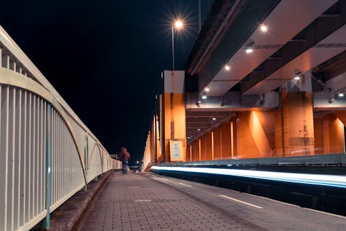 Bridge in City Illuminated at Night