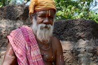 Bearded Elderly Sannyasi Man