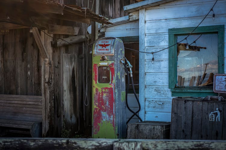 Damaged Buildings And Gasoline Dispenser