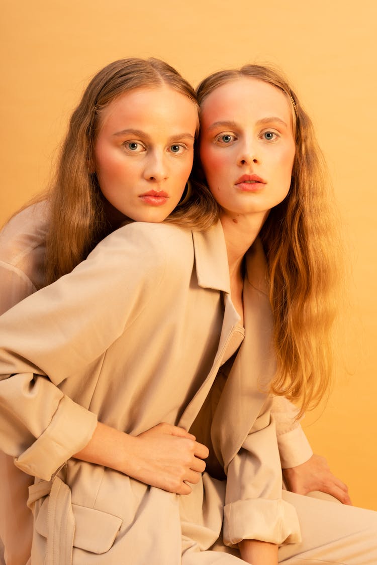 Women Portrait On Yellow Background