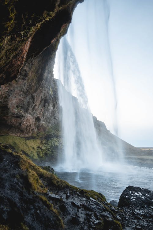 Free Waterfalls on a Rocky Mountain Stock Photo