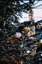 Gold and Silver Baubles on Christmas Tree
