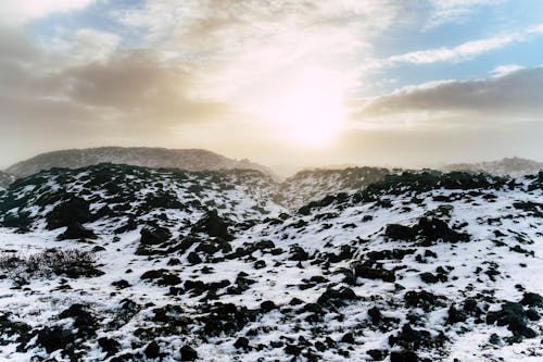 Landscape of Mountains Covered in Snow 