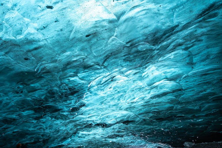 Low Angle Shot Of An Ice Cave In Iceland