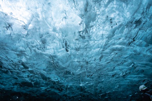 Explore the mesmerizing ice formations inside an Icelandic cave.
