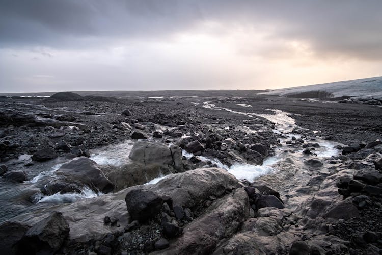 A Stream In A Rocky Landscape In Iceland