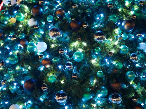 Colorful Christmas Balls in Close-up Photography