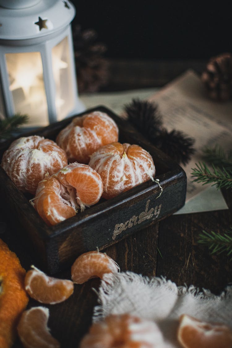 Tangerines On Christmas Table