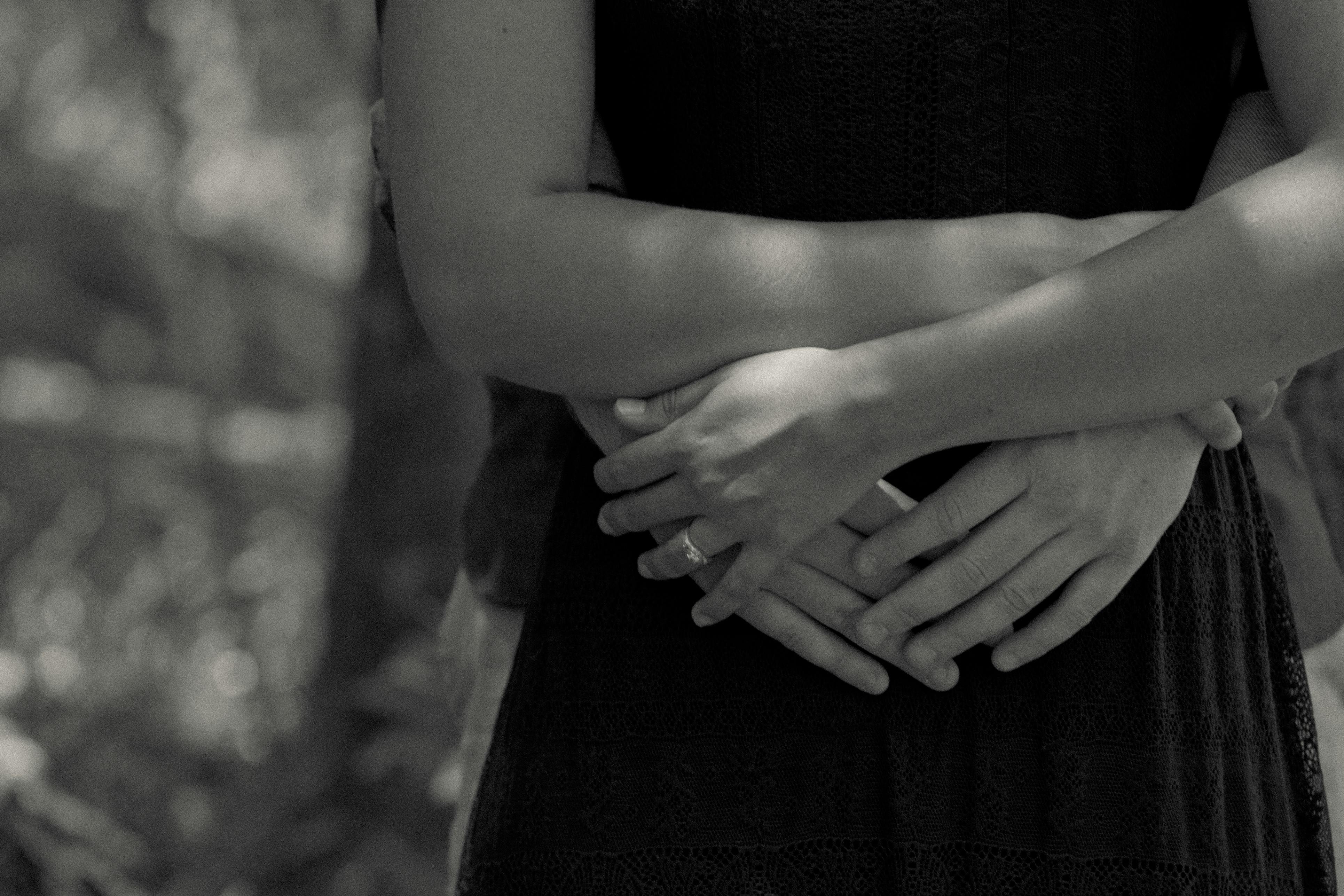 Couple Hugging In Grayscale Photography Free Stock Photo