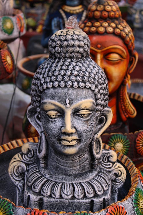 Grey Concrete Buddha Statue
