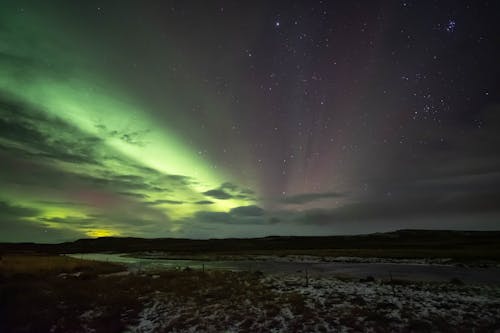 Scenic View of Aurora Borealis in the Sky over a River