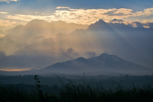 Free A Silhouette of a Mountain Range Stock Photo