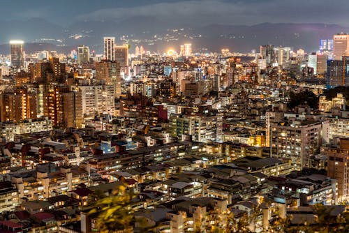 
An Aerial Shot of a City at Night