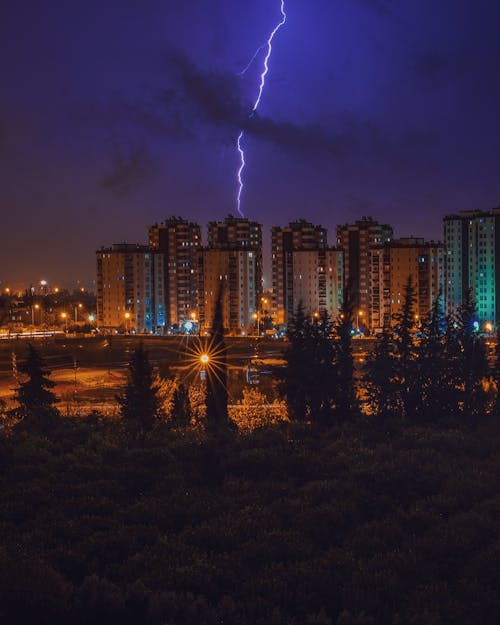 Lightning Stike in City 