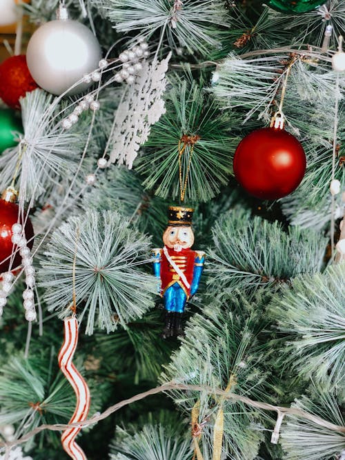 Close-up View of Ornaments Hanging on Tree