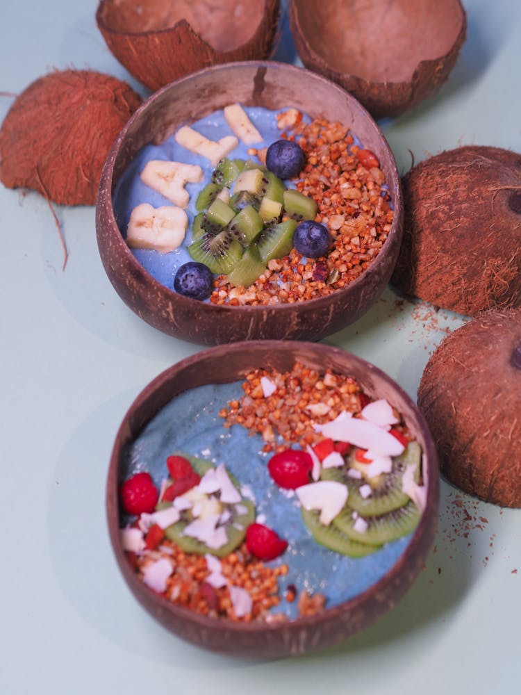 Coconut Shells And Fruit Dessert