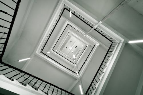 Low Angle View of a Square Staircase 