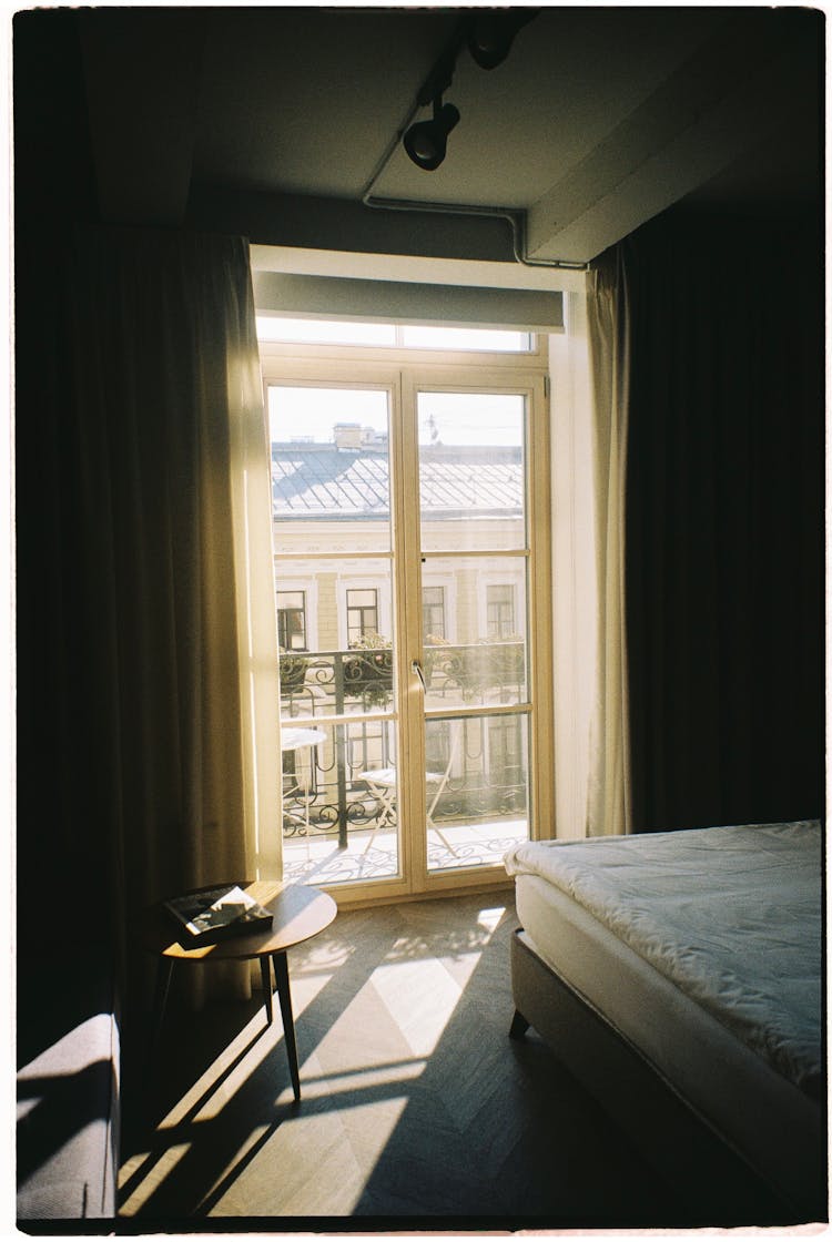 Balcony Door In A Bedroom