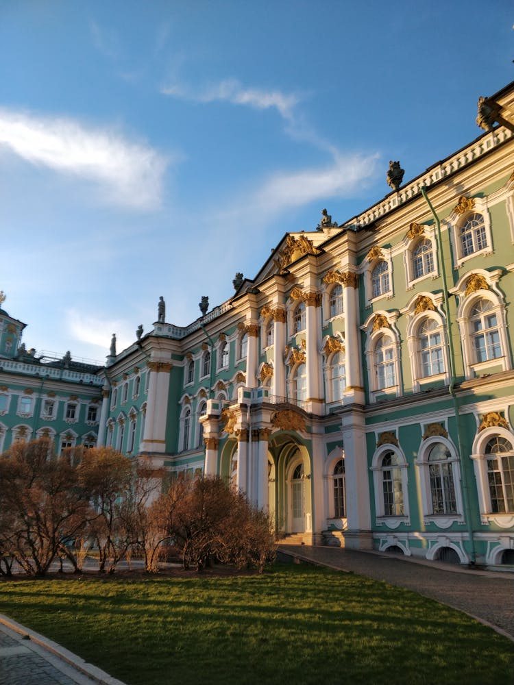 Facade Of Winter Palace Museum In Saint Petersburg 