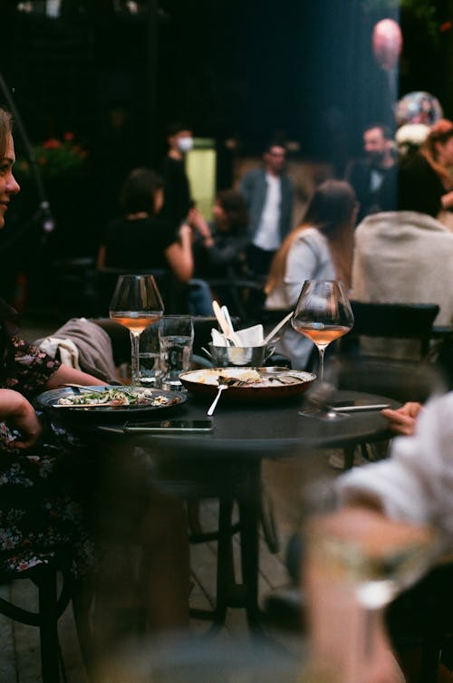 Free Table in Busy Restaurant Stock Photo