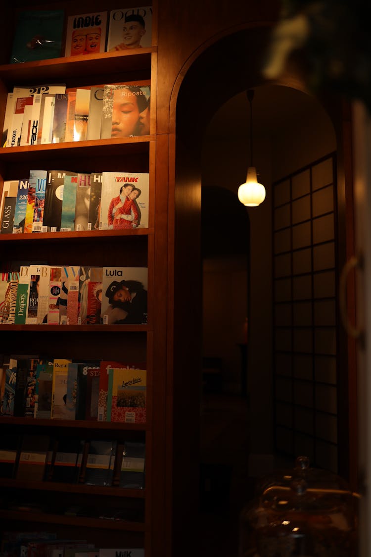 Dark Room With Magazines And Books