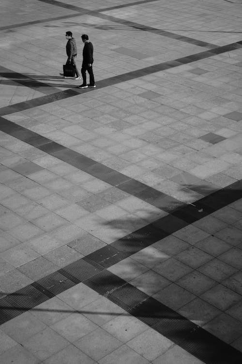 Free People Walking on Square Stock Photo