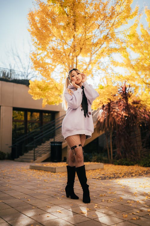 Young Woman Photoshoot Outside in Autumn 