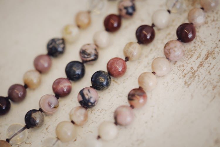 Close-Up Shot Of Beaded Bracelets