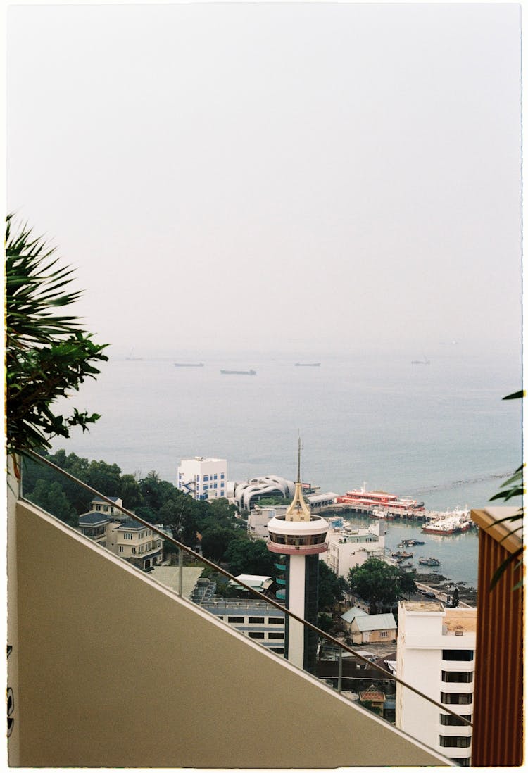 Boats In Marina Of Coastal City