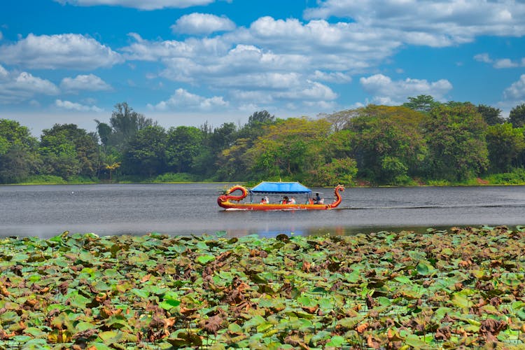 Dragon Boat Sailing On The Sea 