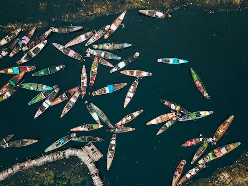People in the Canoes Seen from Above