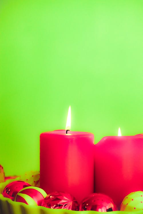Lighted Pink Candles