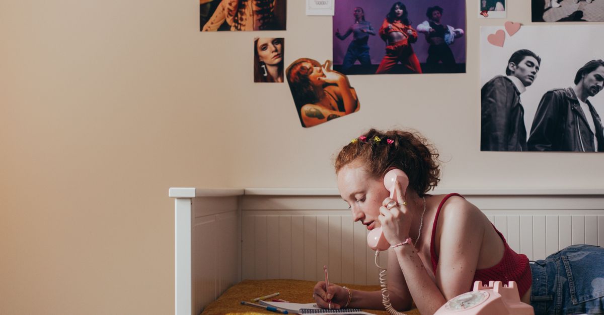 A collage of Gen Z listeners on phones with visual overlays of 80s, 90s, and 2000s music icons