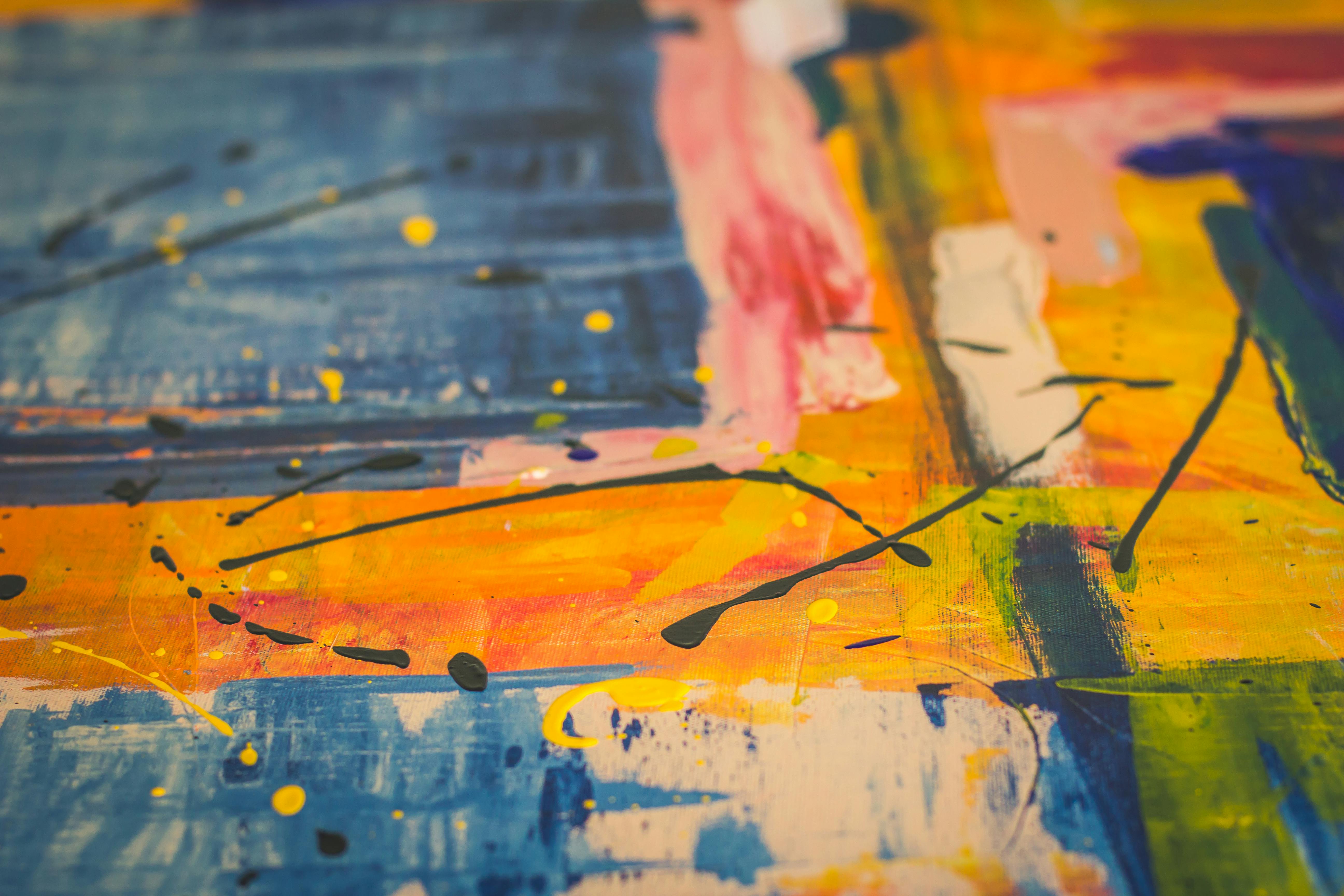 blue and yellow abstract painting free stock photo