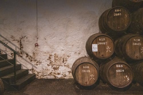 Stacked Barrels on a Cellar