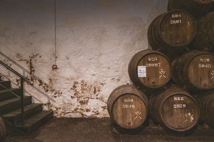 Stacked Barrels On A Cellar