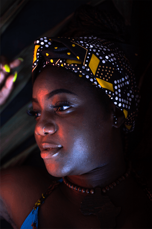 Woman Wearing Head Scarf in Close Up Photography