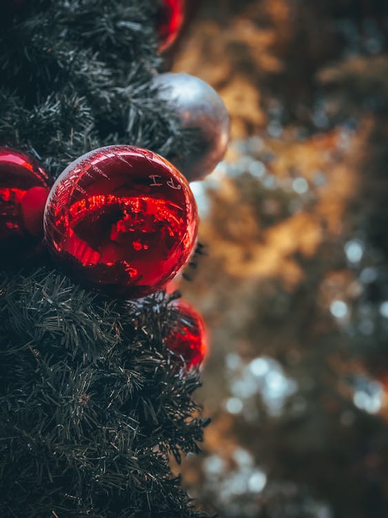 Christmas Balls in Close Up Photography