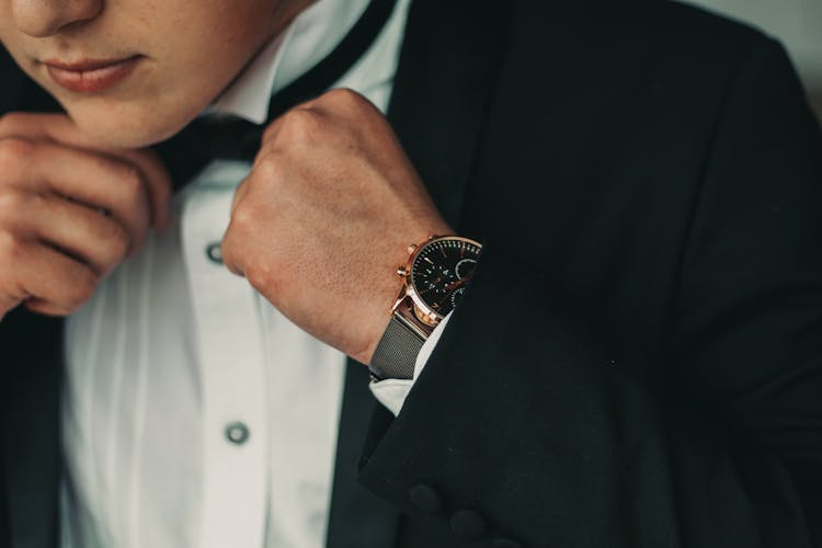 Close-up View Of Man Wearing Tie