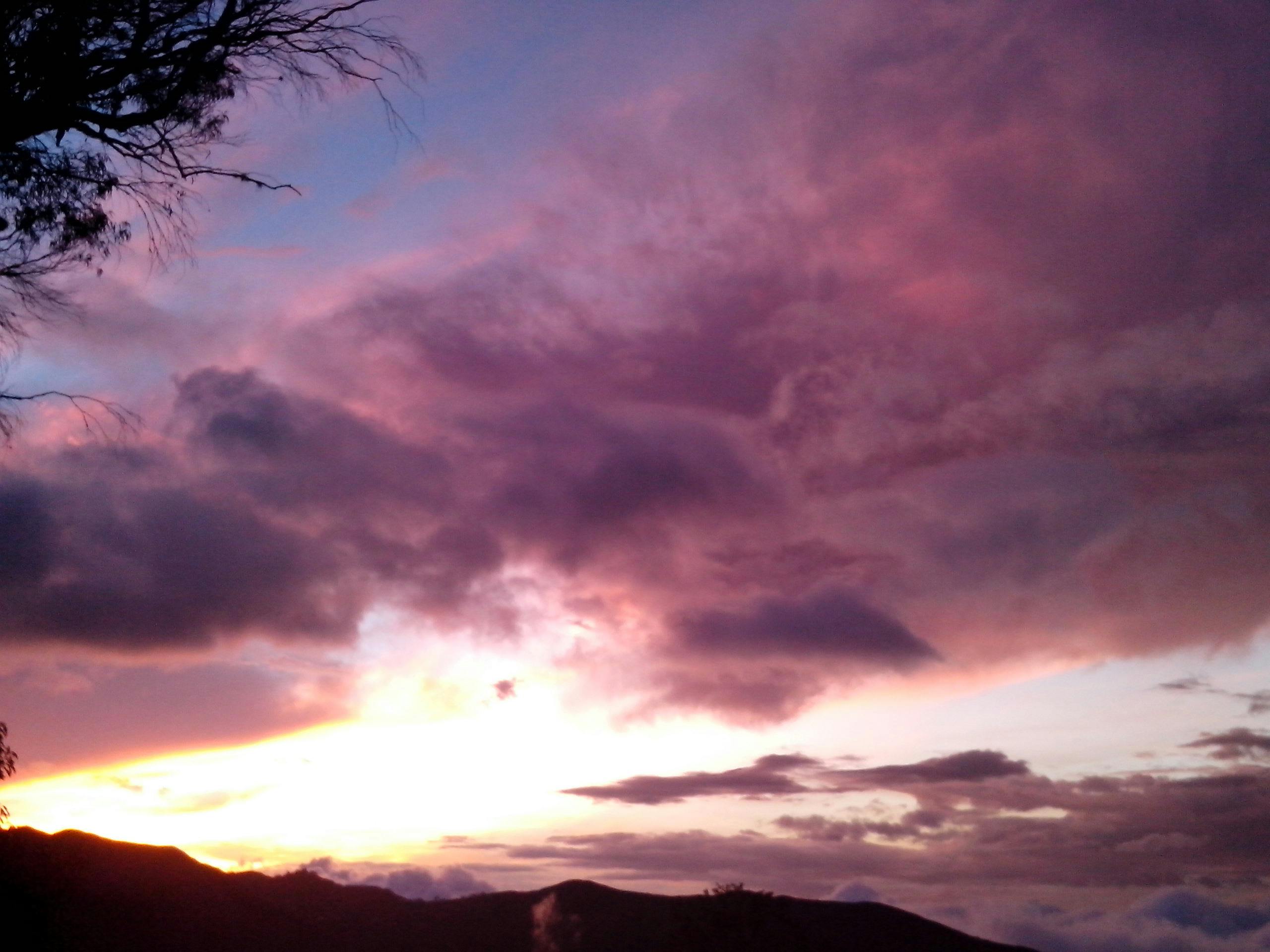 Free stock photo of montain, pink clouds, pink sunset