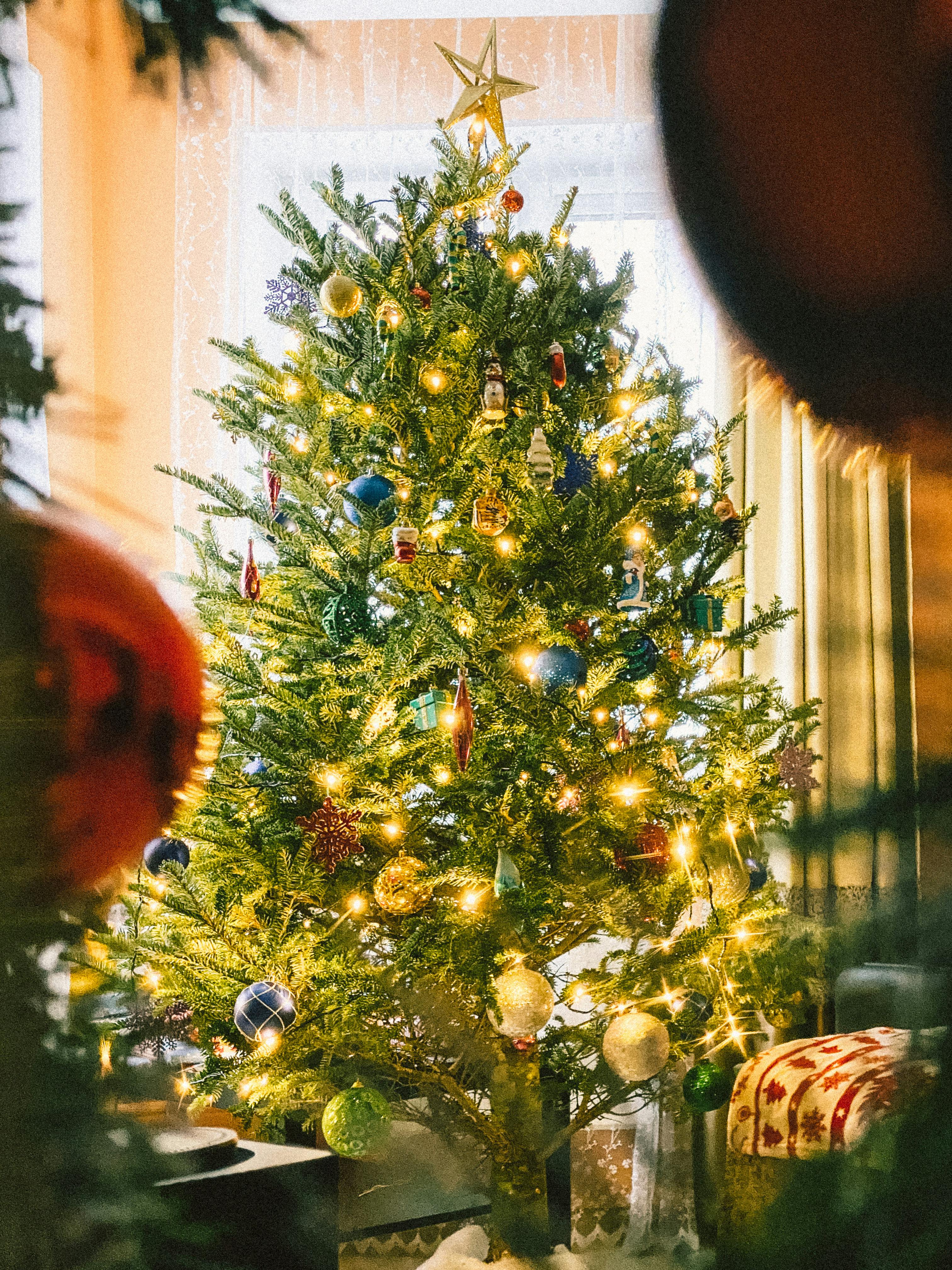 christmas balls hanged on christmas tree
