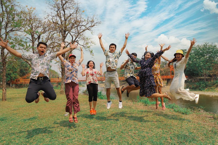 A Happy Family Jumping High