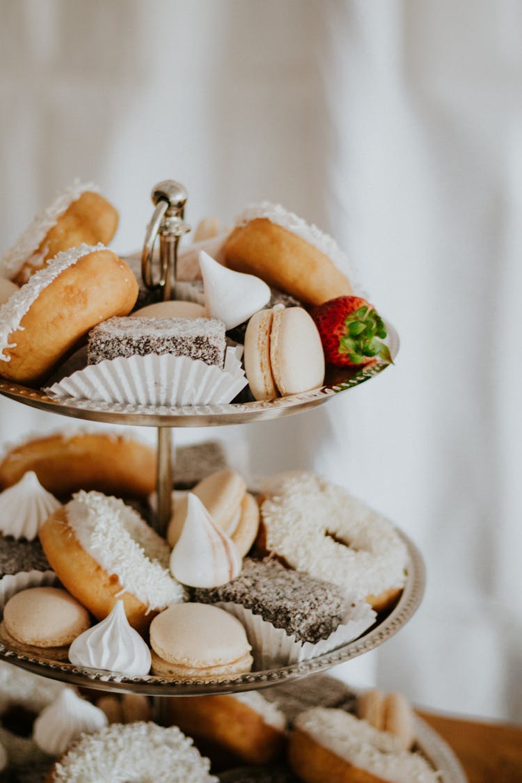 Three Tier Stand With Various Pastries