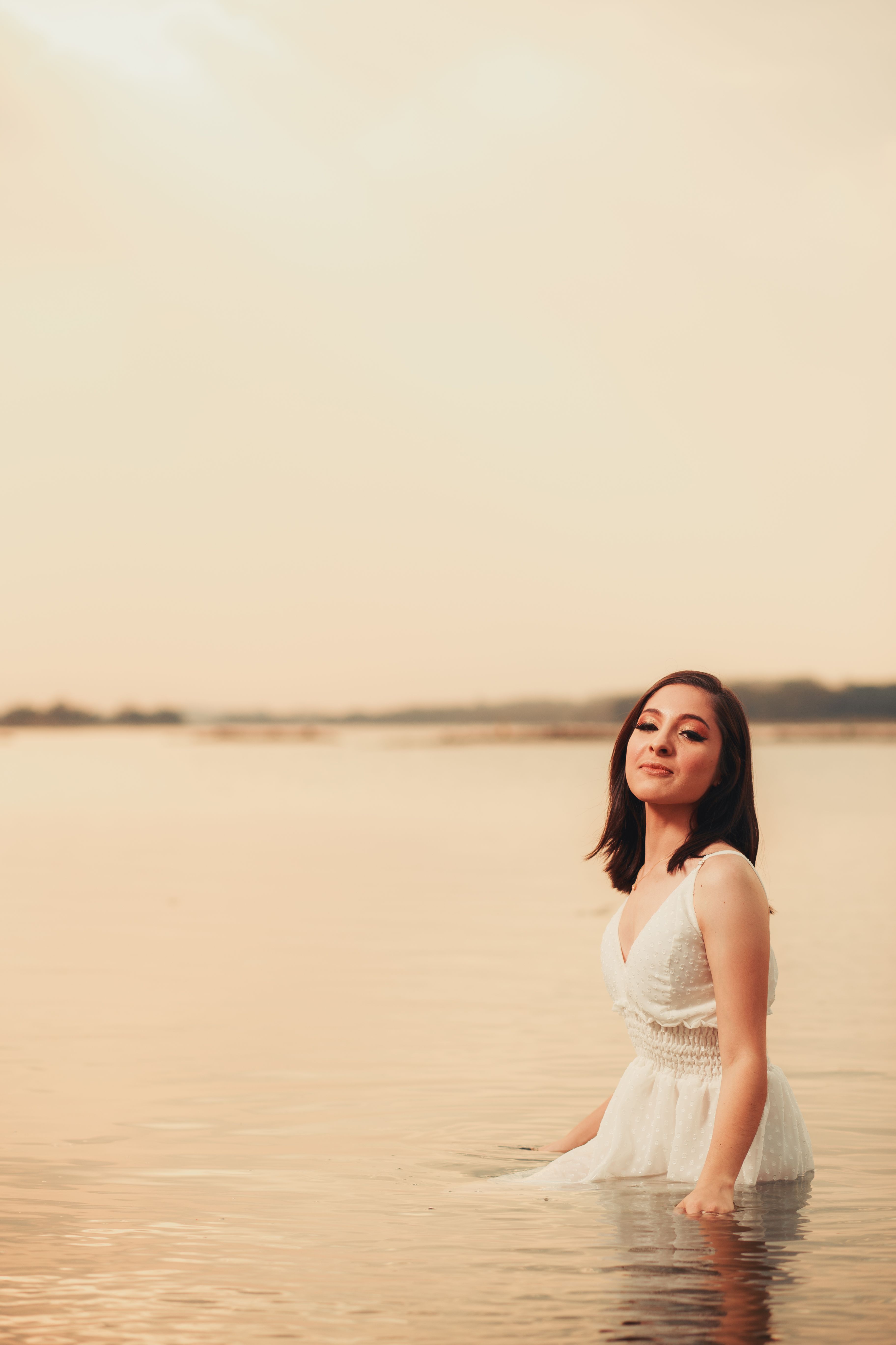 Woman in White Dress Standing on Water · Free Stock Photo