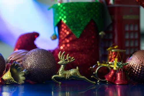 Free Gold and Red Christmas Baubles Stock Photo