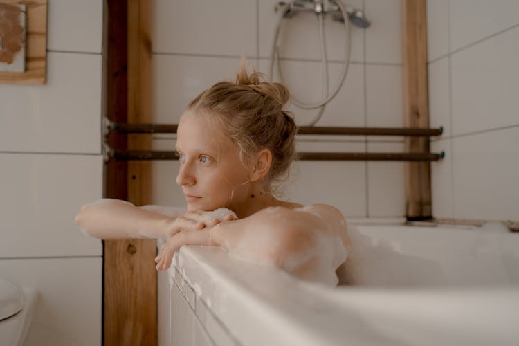 Woman In Bubble Bath