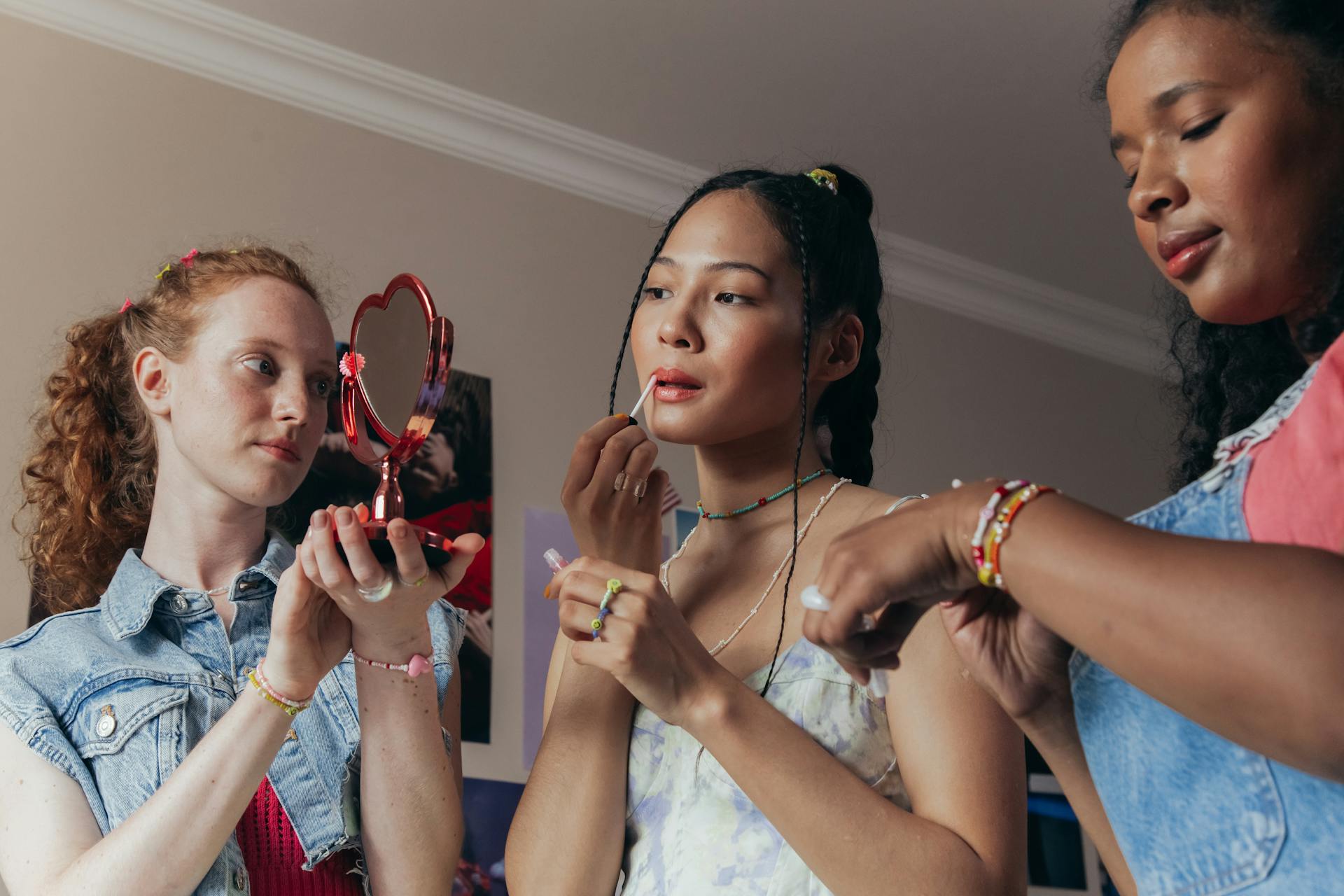 Glamorous Women Putting Makeup